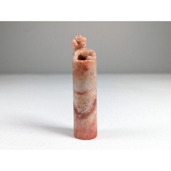 Chinese Sheep or Cow zodiac Chop Seal, pink grey soapstone Year Stone Seal - Picture 7 of 10